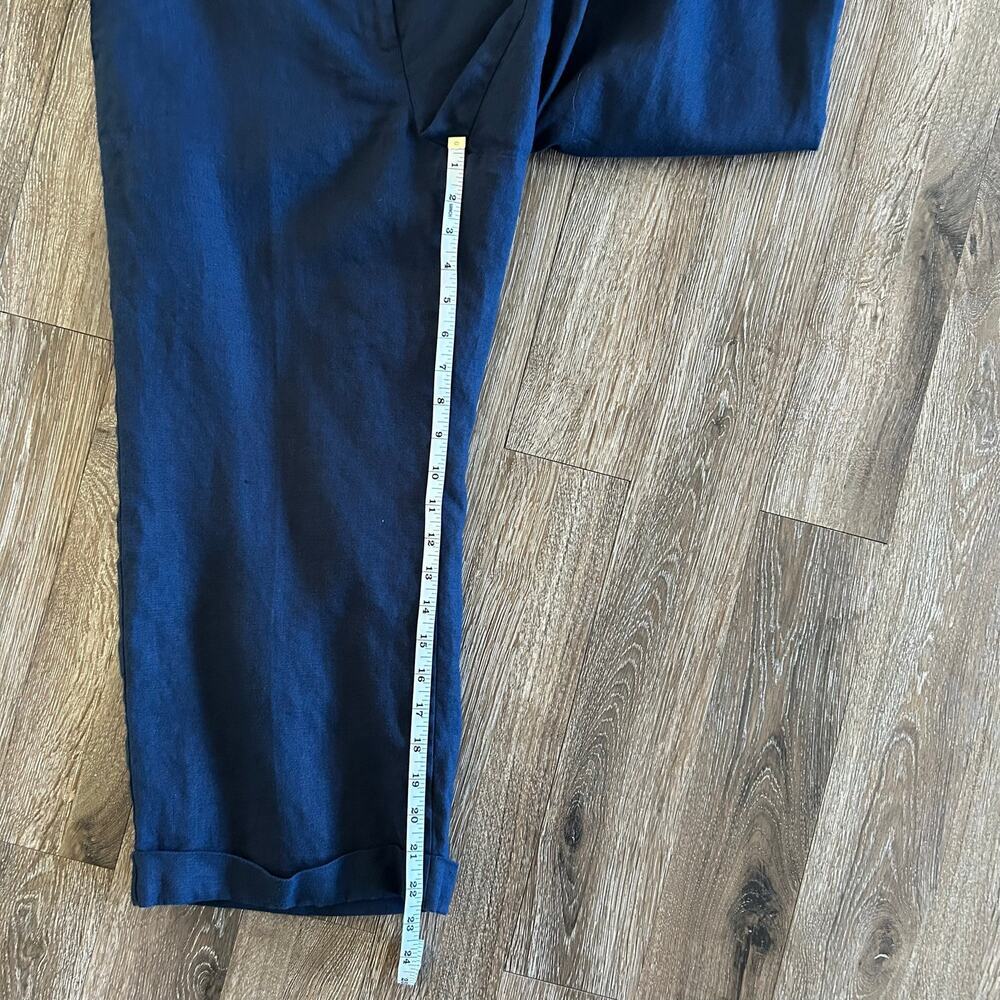Talbots women’s linen navy blue cropped pants size 12 petite Boho, timeless - Picture 8 of 9
